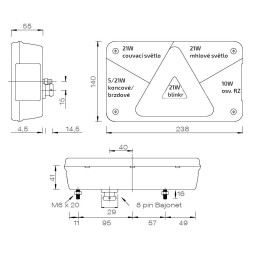 Svítilna Aspöck Multipoint V sdružená, L-BL/BR/KO/CO/ML/RZ, baj8