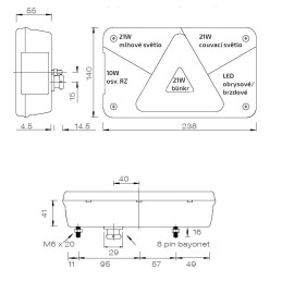 Svítilna Aspöck Multipoint V sdružená LED-ŽÁROVKA, P-BL/BR/KO/CO/ML/RZ, baj8