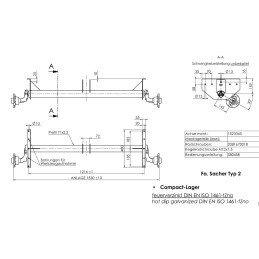 Náprava AL-KO UBR 700-5 (750 kg) a 1214 mm, c 1530 mm, 100x4, (Sacher)