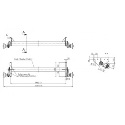 Náprava AL-KO UBR 1200-5 (1300 kg), a 1460 mm, c 1820 mm, 112x5 (Sacher)