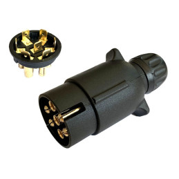 Zástrčka - vidlice 7 pól 12V na konektory plast. dvouvývod.