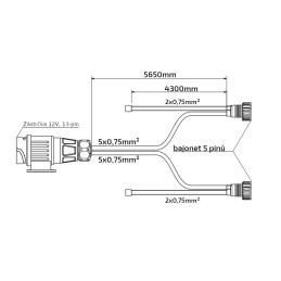 Kabeláž 5,65 m/13-pól. zástrčka, s předními vývody QS150, baj5, VAPP