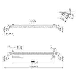 Náprava AL-KO UBR 700-5 (750 kg) a 1150 mm, c 1580 mm, 100x4, patky 50