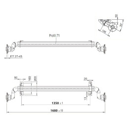 Náprava AL-KO UBR 700-5 (750 kg) a 1350 mm, c 1780 mm, 100x4, patky 50