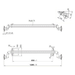 Náprava AL-KO UBR 700-5 (750 kg) a 850 mm, c 1280 mm, 100x4, patky 50