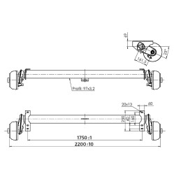 Náprava AL-KO Compact WASSER B 1200-6 (1350 kg) a 1750 mm, c 2200 mm, 2051, 112x5