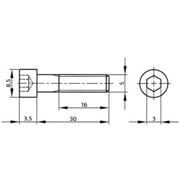 Sada nerez. šroubů pro uchycení autozásuvky (3 ks 5x30+M5 samoj.)