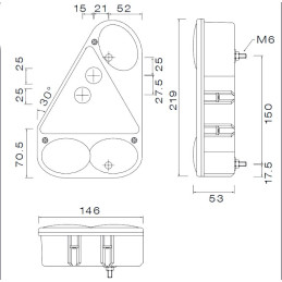 Svítilna Aspöck Earpoint III sdružená, P-BL/BR/KO/CO, baj5