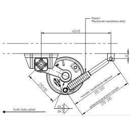 Tlumič k nápravě KNOTT (do 900kg/1 náprava) montáž za kolo, červený