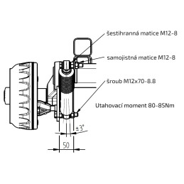 Tlumič k nápravě KNOTT (do 900kg/1 náprava) montáž před kolo, červený