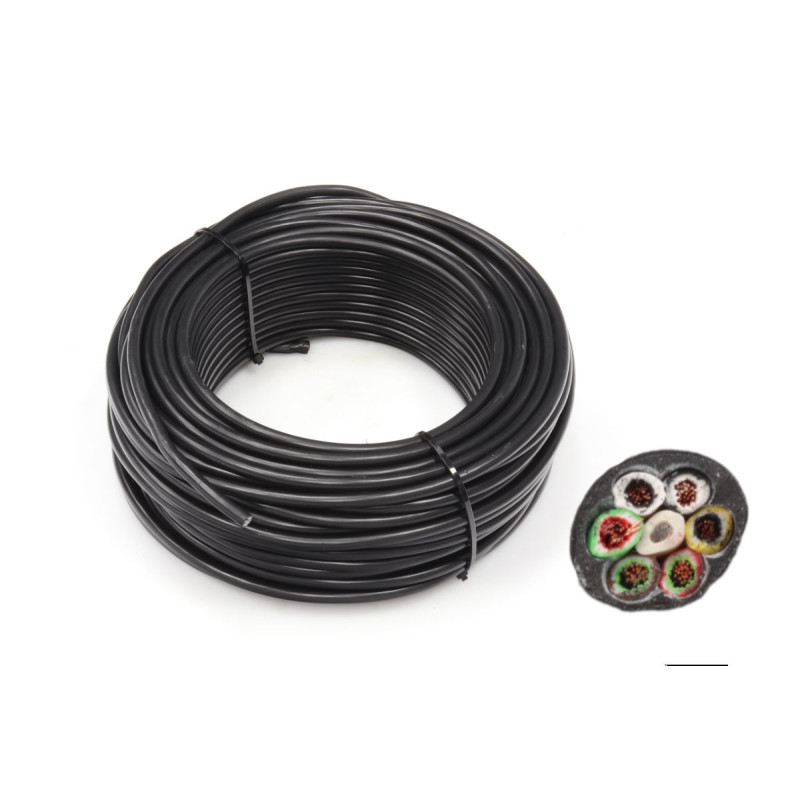 Kabel 6x0,75, černá/ hnědá/ bílá/ červ./ zel./ žlutá, balení 50 m