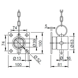 Příruba k opěrné noze AL-KO 70x70 - set k našroubování