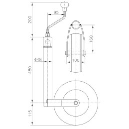 Kolečko opěrné Winterhoff ST48-CW-225 SB+BA s ukazatelem zatížení