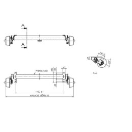 Náprava AL-KO Compact B 1600-3 (1500kg) a 1400 mm, c 1850 mm, 2051, 112x5