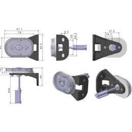 Svítilna přední obrysová LED Lucidity 26287C, 12V, na držáku, QS150