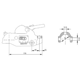Tažná spojka KNOTT AV30-B, 3000 kg, 50 mm, H12V12 + integrovaný zámek