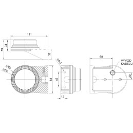 Svítilna přední obrysová LED Fristom FT-060 na držáku, PRAVÁ, 12-36V
