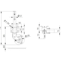 Opěrné kolečko KNOTT TK57 s otočnou přírubou