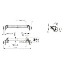 Náprava AL-KO Compact B 1200-6 (1350 kg) a 1650 mm, c 2100 mm, 2051, 112x5