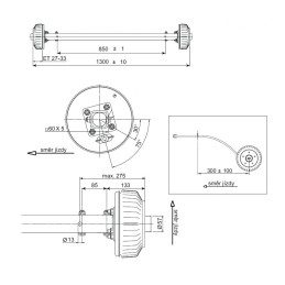 Náprava AL-KO Starr Plus BS (1500kg) a 850 mm, c 1300 mm, 2051Ab, 112x5