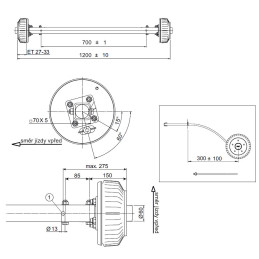 Náprava AL-KO Starr Plus BS (1800kg) a 700 mm, c 1200 mm, 2361Ab, 112x5