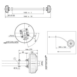 Náprava AL-KO Starr Plus BS (1800kg) a 1400 mm, c 1900 mm, 2361Ab, 112x5