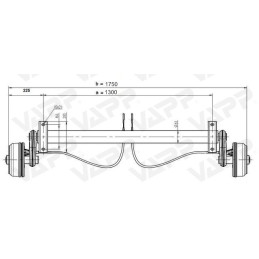 Náprava KNOTT GB 10 (1050 kg) b 1300 mm, c 1750 mm, 200x50, 100x4, kovaná ramena