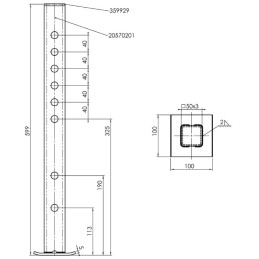 Opěrná noha pevná 50x50/600 AL-KO 400kg