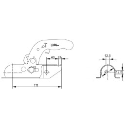 Tažná spojka KNOTT KK14-B, 1400 kg, 45 mm, H12V12
