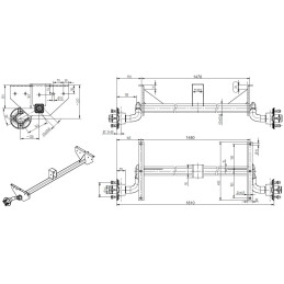 Náprava KNOTT VG 7 (750 kg) b 1480 mm, c 1810 mm, 100x4, patky 159