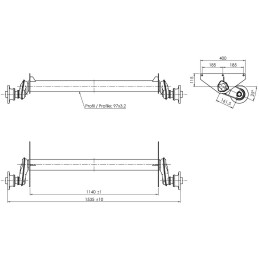 Náprava AL-KO UBR 1200-5 (1300 kg) a 1140 mm, c 1535 mm, 100x4, patky 115, Sportjacht