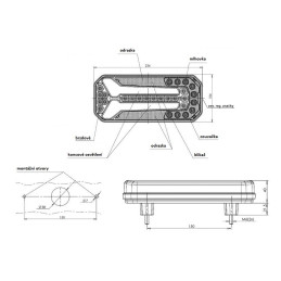 Svítilna WAS W150 sdružená LED 12-24 V, L/P, BL/BR/KO/CO/RZ, dynamický blinkr