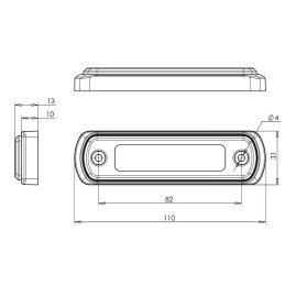 Svítilna boční obrysová LED WAS W189N/1341, 12-24V, plochá, neon ef.