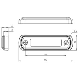 Svítilna zadní obrysová LED WAS W189N/1342, 12-24V, plochá, neon ef.