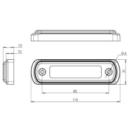 Svítilna přední obrysová LED WAS W189N/1343, 12-24V, plochá, neon ef.