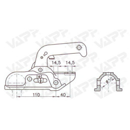 Tažná spojka Winterhoff WW 350 R-B, 3500 kg, 50 mm, H14V14