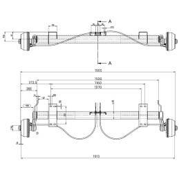 Náprava KNOTT VGB 15 (1500 kg) b1 1160 mm, b2 1070, mm c 1905 mm, 200x50, 112x5