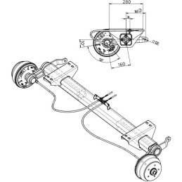 Náprava KNOTT VGB 15 (1500 kg) b1 1160 mm, b2 1070, mm c 1905 mm, 200x50, 112x5