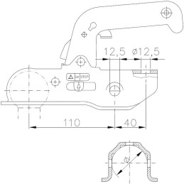 Tažná spojka Winterhoff WW 150 R-B, 1500 kg, 50 mm, H12V12