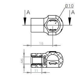 Pouzdro kulového kloubu k plynové vzpěře BM, c 18mm, pro závit M6, plast