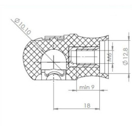 Pouzdro kulového kloubu k plynové vzpěře BM AT, c 18mm, pro závit M6, plast