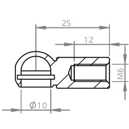 Pouzdro kulového kloubu k plynové vzpěře BM, c 25mm, pro závit M6, ocel