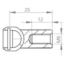 Pouzdro kulového kloubu k plynové vzpěře BM A, c 25mm, pro závit M6, ocel