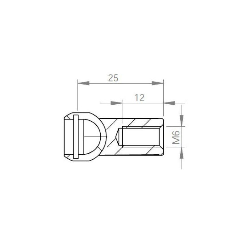 Pouzdro kulového kloubu k plynové vzpěře BM A, c 25mm, pro závit M6, ocel