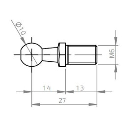 Čep kulového kloubu k plynové vzpěře BM, c 27mm, M6, ocel