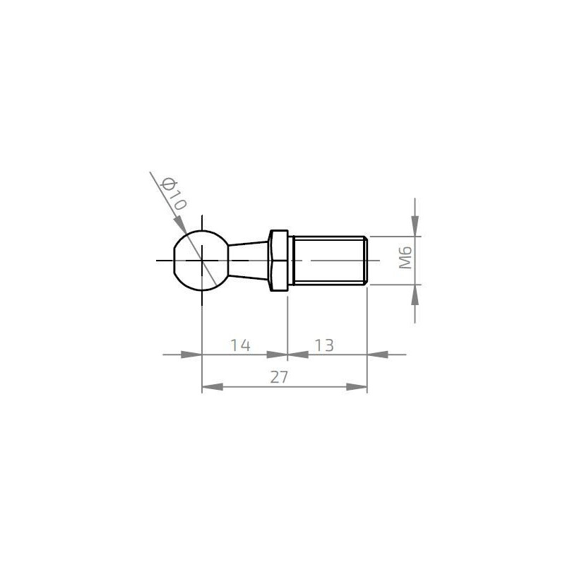 Čep kulového kloubu k plynové vzpěře BM, c 27mm, M6, ocel