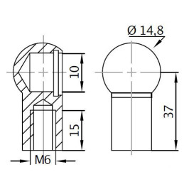 Pouzdro kulového kloubu k plynové vzpěře BM, c 27mm, pro závit M6, ocel