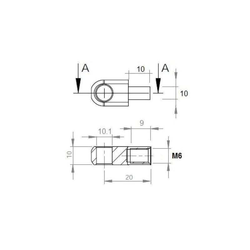 Oko k plynové vzpěře BM, pr. 10,1mm, c 20mm, pro závit M6, ocel