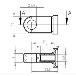 Oko k plynové vzpěře BM, pr. 8,6mm, c 23,5mm, pro závit M6, plast