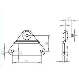 Konzola k plynové vzpěře vyhnutá 55x30mm, válcový čep pr. 8mm, ocel
